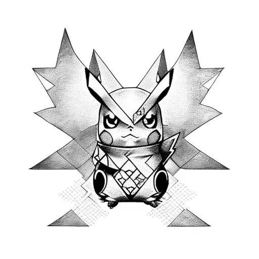 pikachu con armadura samurai tattoo design idea