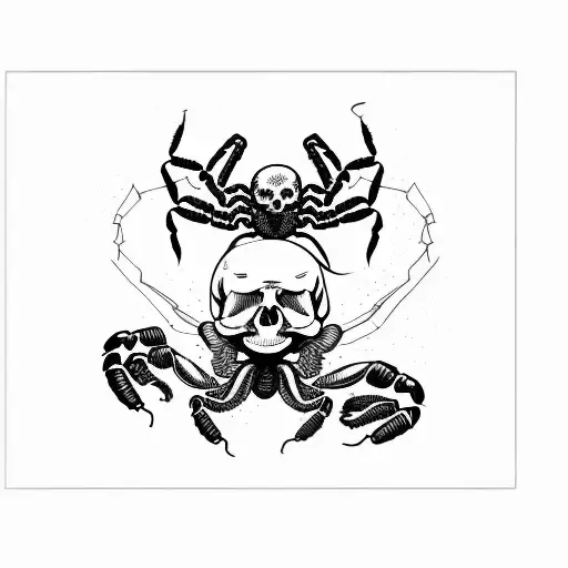 scorpion crawling on a skull tattoo design idea