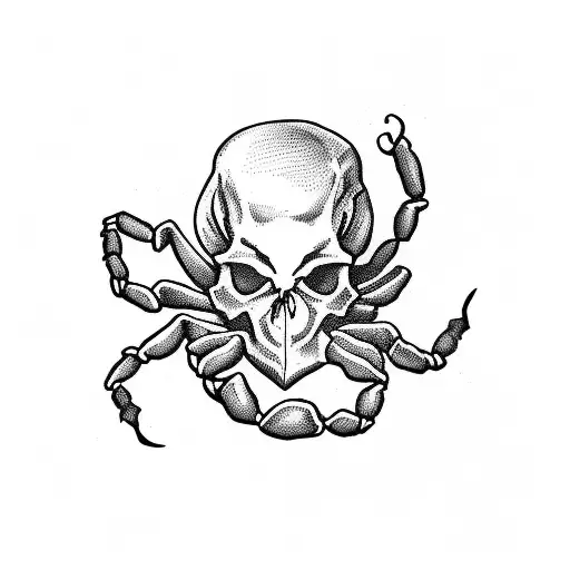 little scorpion on a skull tattoo design idea