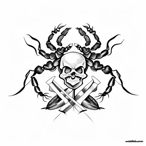 scorpion and skull tattoo design idea