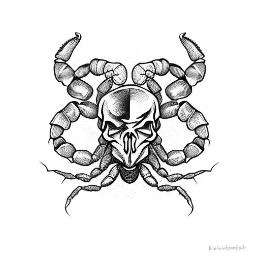 scorpion crawling on a skull tattoo design idea