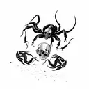 scorpion crawling on a skull tattoo design idea