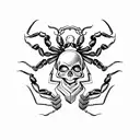scorpion and skull tattoo design idea