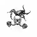 scorpion crawling on a skull tattoo design idea