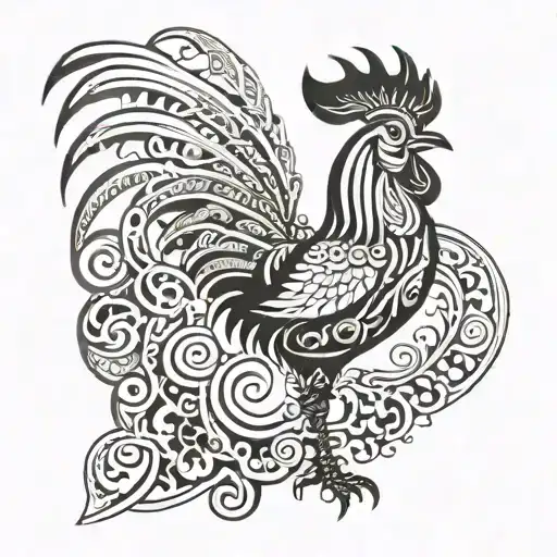 Rooster holding tattoo design idea