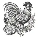 Rooster holding tattoo design idea