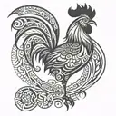 Rooster holding tattoo design idea