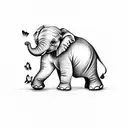 baby elephant with butterfly on the trunk tattoo design idea