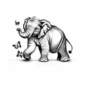 baby elephant with butterfly on the trunk tattoo design idea