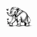 baby elephant with butterfly on the trunk tattoo design idea