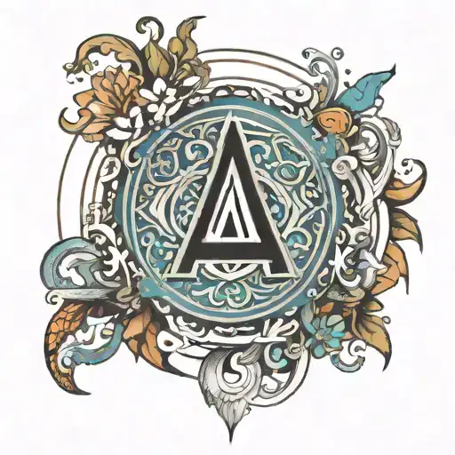 Design 1:Centerpiece (Letter A): A bold, stylized "A" in the center.Surrounding Chakra: A detailed chakra (disc with rad tattoo design idea