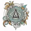 Design 1:Centerpiece (Letter A): A bold, stylized "A" in the center.Surrounding Chakra: A detailed chakra (disc with rad tattoo design idea