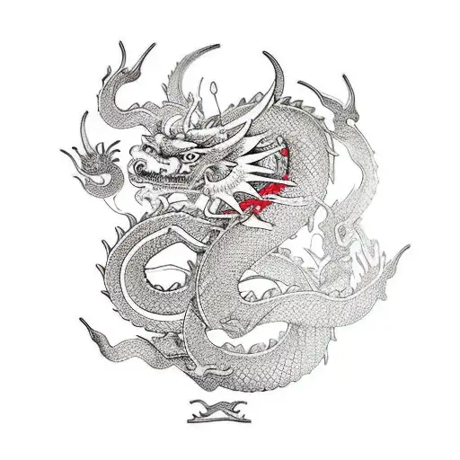 Samurai, Dragon, Cherry Blossom, Full Arm motive tattoo design idea