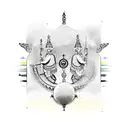 Navagraha with colours and Weaponry tattoo design idea