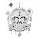 Navagraha with colours and Weaponry tattoo design idea