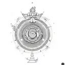 Navagraha with colours and Weaponry tattoo design idea