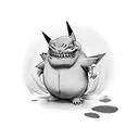 smiling gengar pokemon tattoo design idea