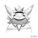 smiling gengar pokemon tattoo design idea
