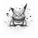 smiling gengar pokemon tattoo design idea