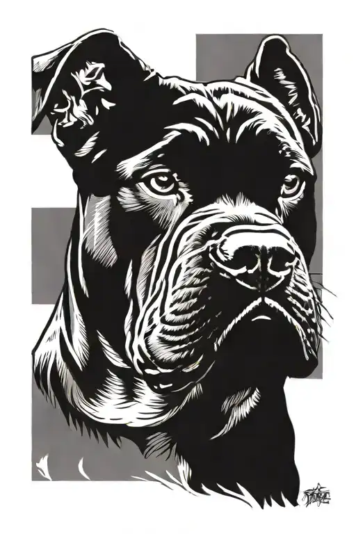 cane corso fighter dog tattoo design idea