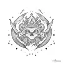 letra N con corona tattoo design idea