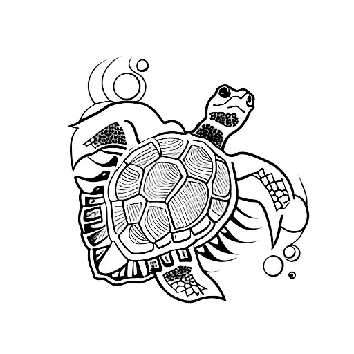 sea turtle in water tattoo design idea
