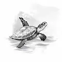 sea turtle in water tattoo design idea