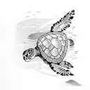 sea turtle in water tattoo design idea