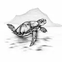 sea turtle in water tattoo design idea