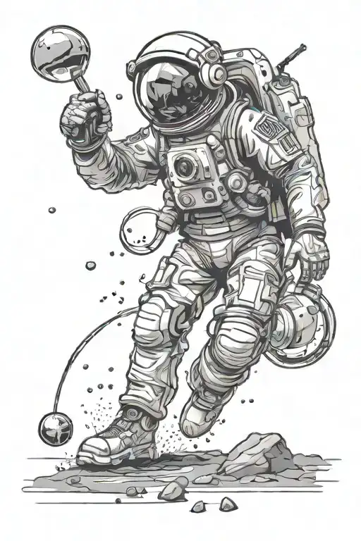 golfing astronaut  tattoo design idea