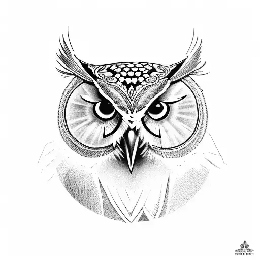 Owl with skulls tattoo design idea
