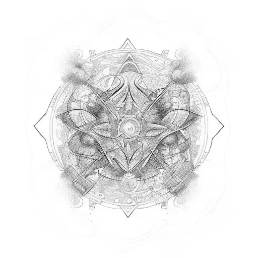 Time with fluid chaos theory in rectangle tattoo design idea