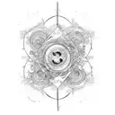 Time with fluid chaos theory in rectangle tattoo design idea