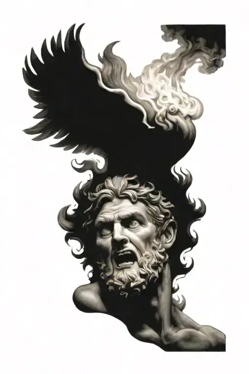 Greek mythology Prometheus stealing fire tattoo design idea