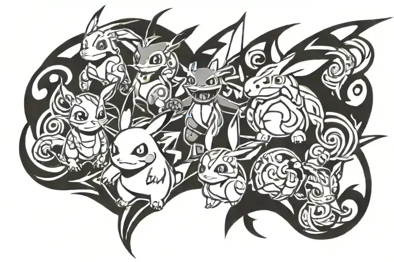 Pokemon characters tattoo design idea