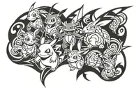 Pokemon characters tattoo design idea