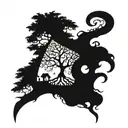 The letters 1999 with a tree incorporated, gothic. tattoo design idea