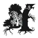 The letters 1999 with a tree incorporated, gothic. tattoo design idea