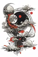 Moon that never sets legend of the dragoon with clouds  tattoo design idea