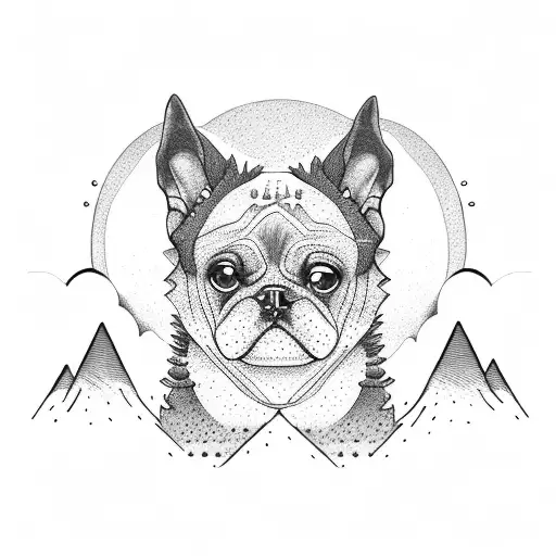 Dog paws with mountains tattoo design idea