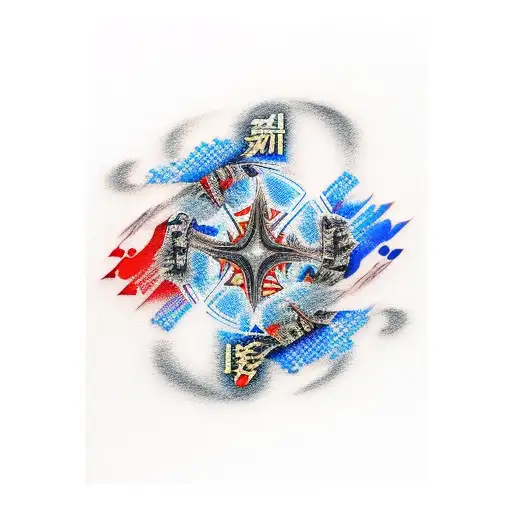 abstract tattoo based on iconic images from jujutsu kaisen, including mahito domain expansion with satoru gojo blue eyes tattoo design idea