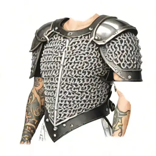 left shoulder chainmail pauldron tattoo design idea
