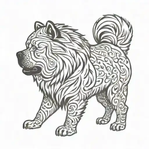 chow chow chow silhouette tattoo design idea