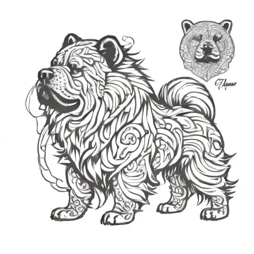 chow chow chow silhouette tattoo design idea