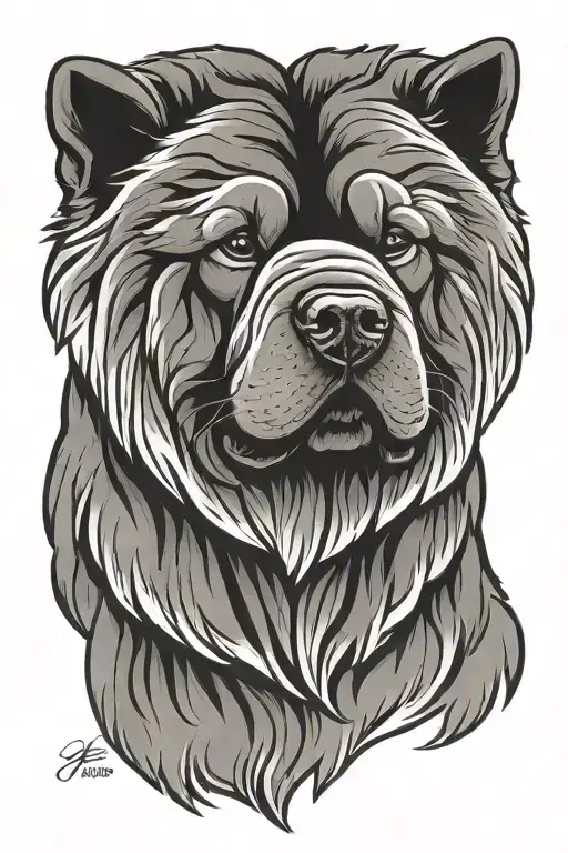 chow chow chow silhouette tattoo design idea