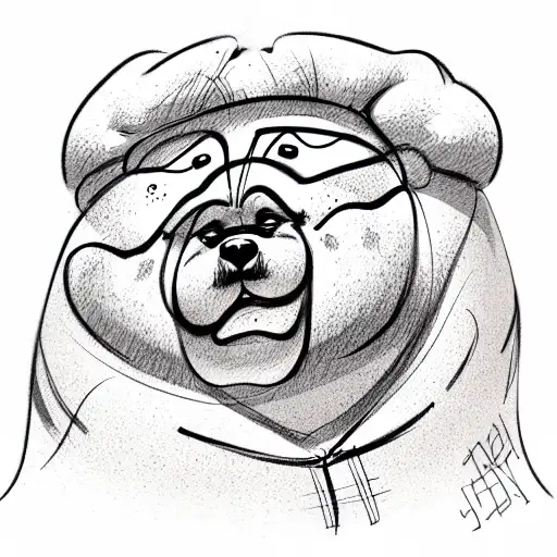 a fat man in a dog costume tattoo design idea
