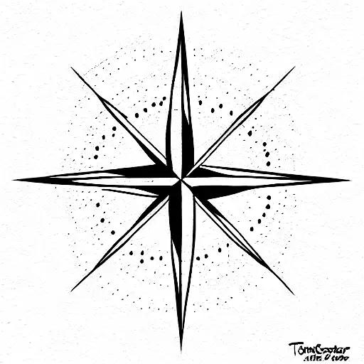 compass moon stars tattoo design idea