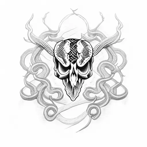 Snake skull tattoo design idea