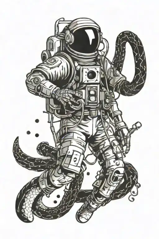 metal music + python programing language + space and astronaut  tattoo design idea