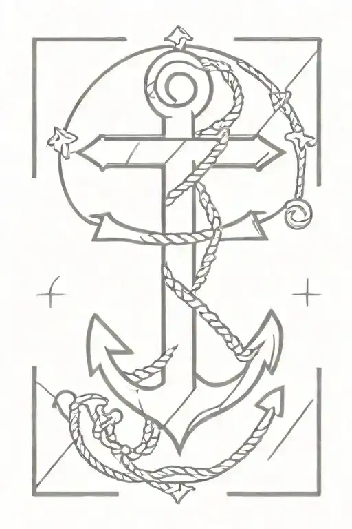 cross and an anchor tattoo design idea